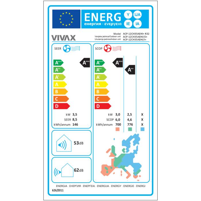 Aer Conditionat VIVAX H+Design ACP-12CH35AEHI+ Silver Wi-Fi Ready R32 Inverter 12000 BTU/h