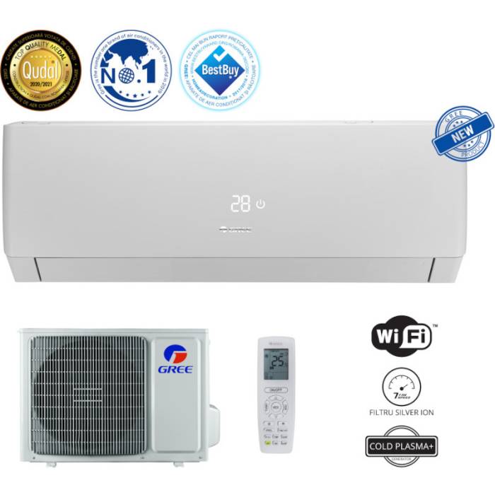 Aer conditionat Gree Pulsar GWH24AGD-K6DNA1C, 24000 BTU, A++/A+, Wi-Fi, Inverter, Cold Plasma+, Autocuratare
