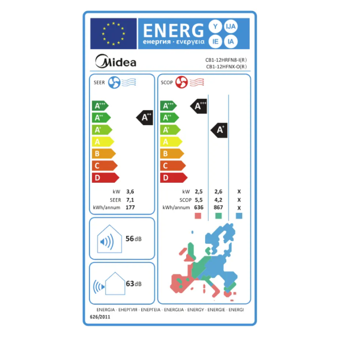 Aparat de aer conditionat Midea Breezeless E CB1-12HRFN8-CB1-12HFNX Inverter 12000 BTU