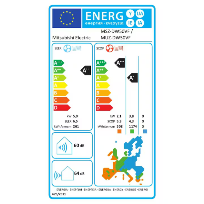Aer Conditionat MITSUBISHI ELECTRIC MSZ-DW50VF / MUZ-DW50VF R32 Inverter 18000 BTU/h